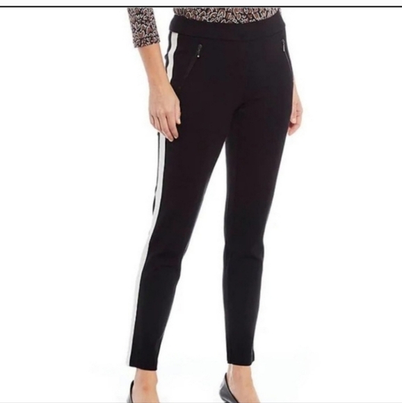 J.McLAUGHLIN BLACK LARKIN PANT W WHITE SIDE STRIP, SZ 6 - Picture 1 of 14
